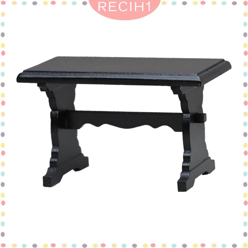 Mô Hình Bàn Máy Tính Bằng Gỗ Màu Đen Phong Cách Cổ Điển Tỷ Lệ 1 / 12 Trang Trí Nhà Búp Bê