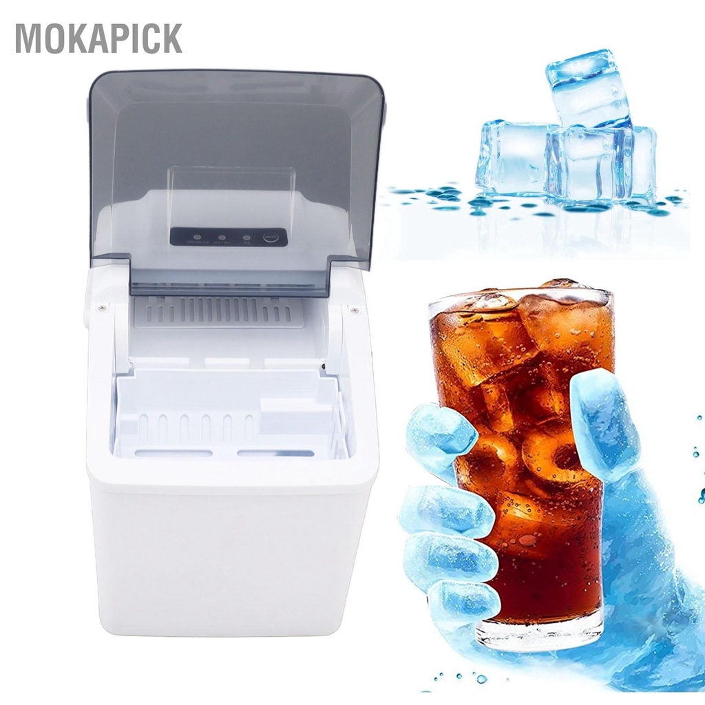 Mokapick Máy Làm Đá Để Bàn ABS Điện Di Động 9 Trong 8 Đến Phút Phích Cắm Châu Âu 220V Trắng