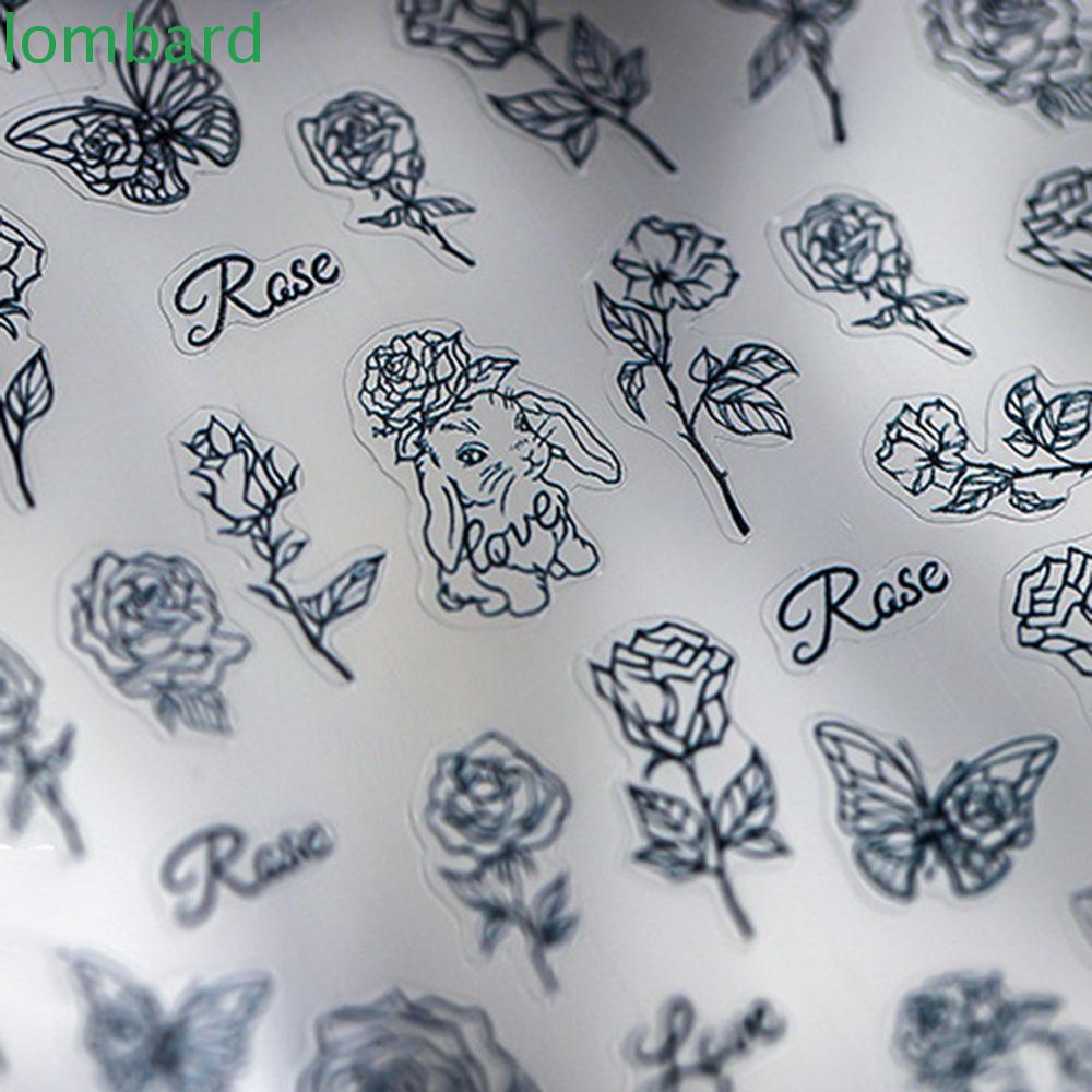 Miếng Dán Trang Trí Móng Tay Hình Hoa Hồng Màu Đen Thời Trang