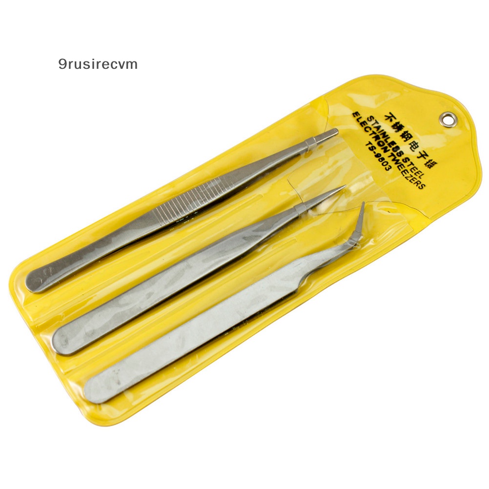 Mới 3 cái sửa chữa lắp ráp chính xác Bộ dụng cụ nhíp điện tử bằng thép không gỉ mới