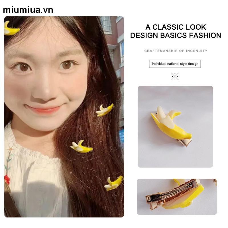 miumiuaKẹp Tóc Hình Quả Chuối Dễ Thương Sáng Tạo Vui Nhộn Cho Bé Gái