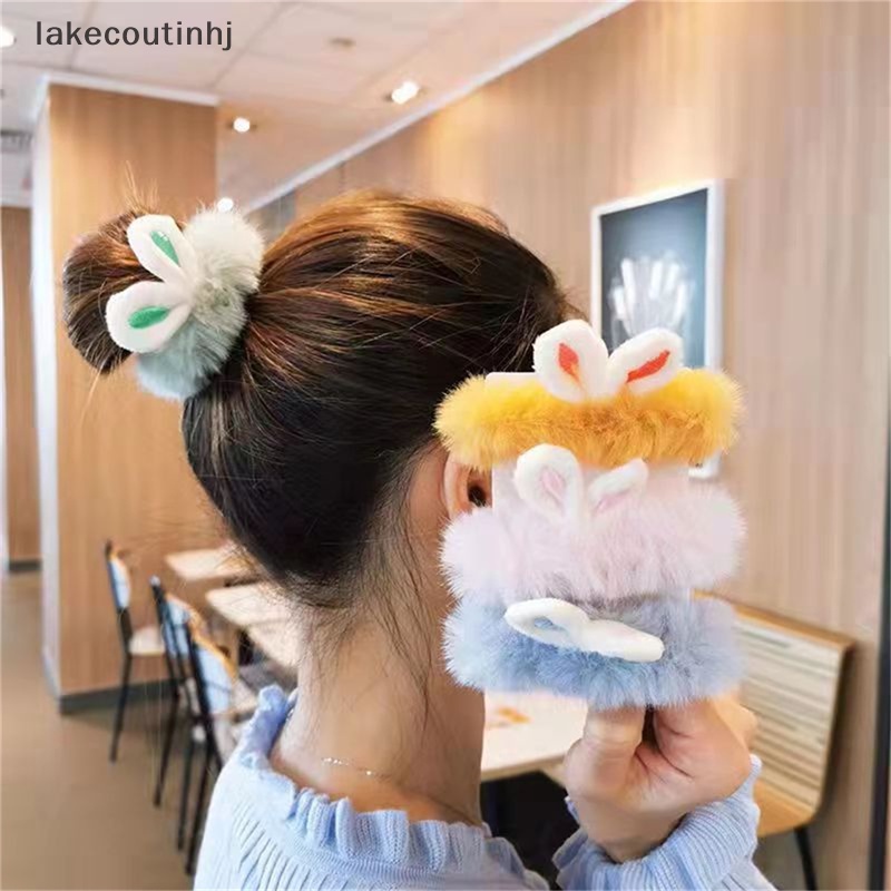 Dây Buộc Tóc Co Giãn Hình Tai Thỏ Màu Kẹo Ngọt Dễ Thương