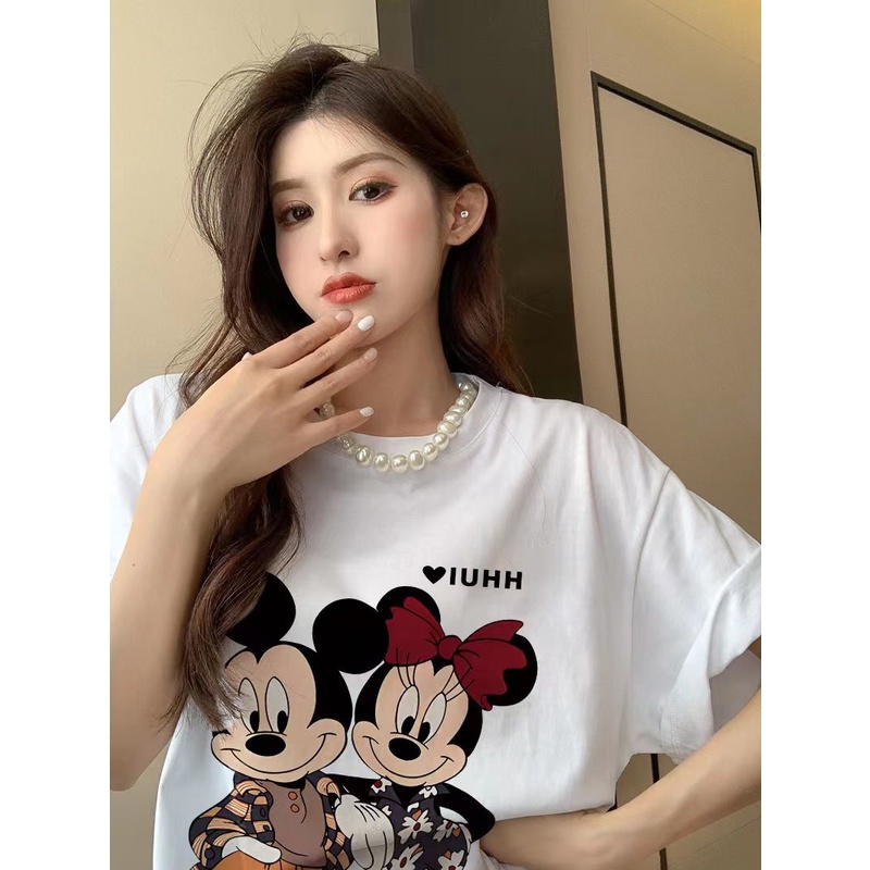 Áo Thun Tay Ngắn Dáng Rộng Chất Liệu Cotton In Họa Tiết Hoạt Hình Thời Trang Mùa