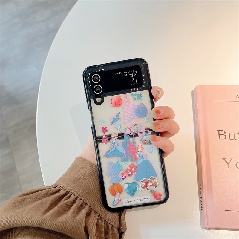 Ốp Điện Thoại Nắp Gập In Hình Công Chúa Disney Ariel CINDERELLA JASMINE Sang Trọng Cho Samsung Galaxy Z Flip 4 3 5G Z Flip 3 Flip4