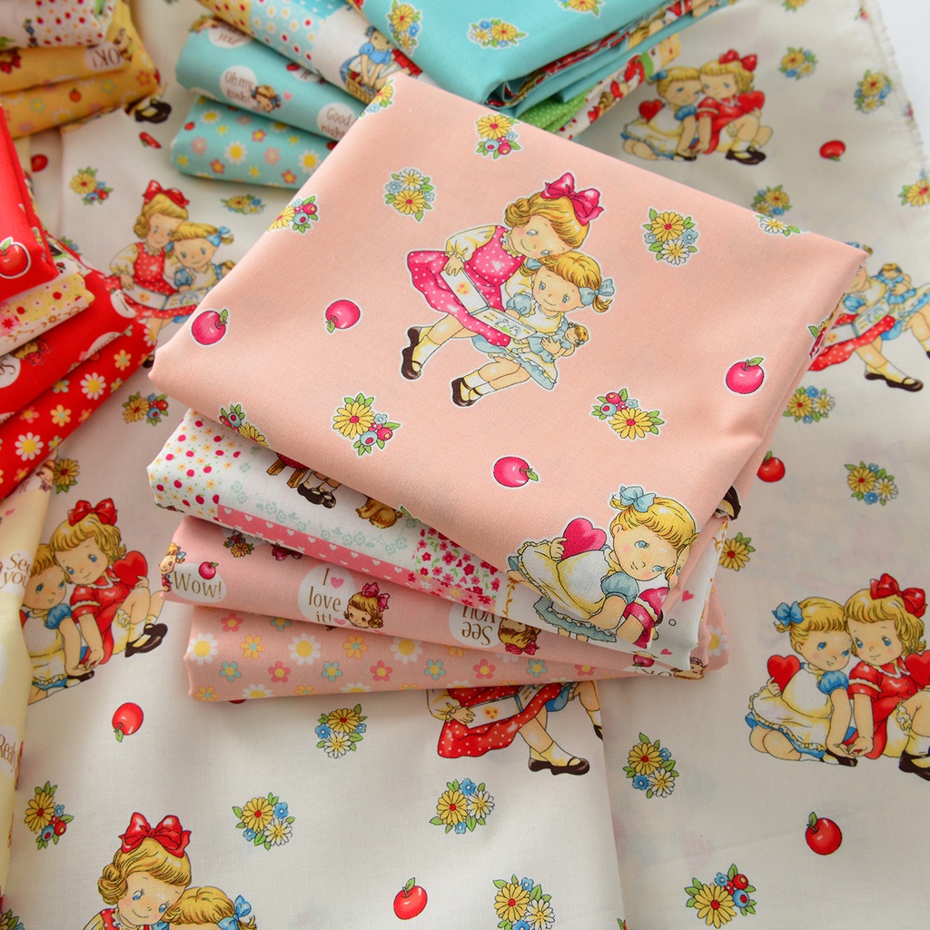 Vải Cotton Họa Tiết Trái Dâu Hoạt Hình Dễ Thương Dùng May Vá DIY