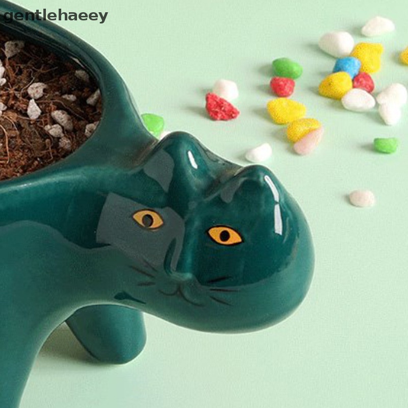 Chậu Gốm Trồng Cây Xương Rồng / Mèo Dễ Thương