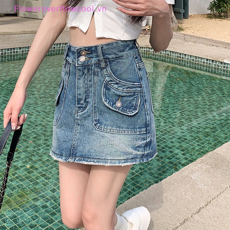 Váy Jean Ngắn Dáng Chữ A Lưng Cao Ôm Hông Màu Xanh Dương Phong Cách Cổ Điển Quyến Rũ Thời Trang Mùa Hè Hàng Mới Dành Cho Bạn Nữ