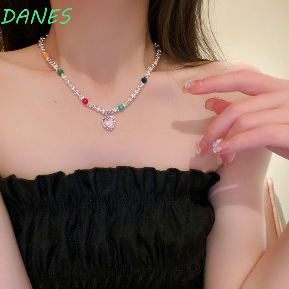 Vòng cổ Thời Trang Daanes Y2K Nhiều Màu|Vòng cổ Mặt Trái Tim Đính Đá Lấp Lánh