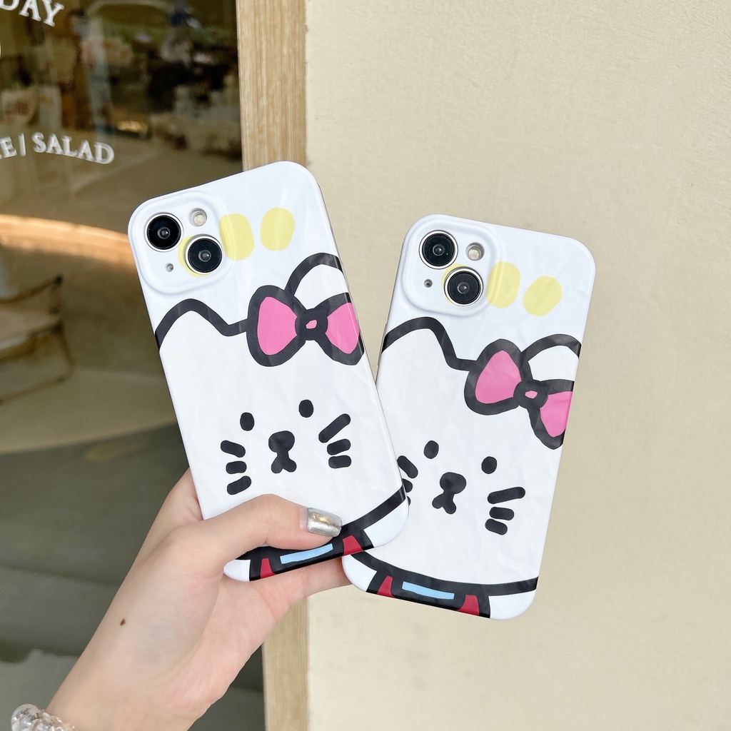 Ốp Điện Thoại PC Cứng Viền Dẻo Họa Tiết Hoạt Hình Chú Mèo Dễ Thương Chống Sốc Cho iPhone 13 12 11 14 Pro Max