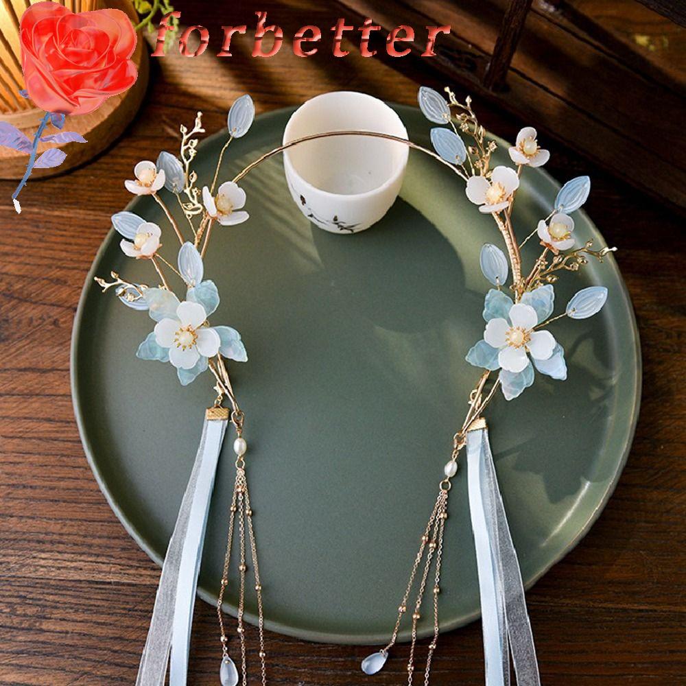 Vương Miện Cài Tóc Đính Ruy Băng Tua Rua Phong Cách Trung Hoa Cổ Điển