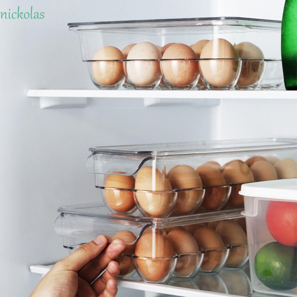 Hộp Đựng Trứng NICKOLAS Sức Chứa Lớn Bền Bỉ Không BPA Có Nắp Để Tủ Lạnh Xếp Chồng Được
