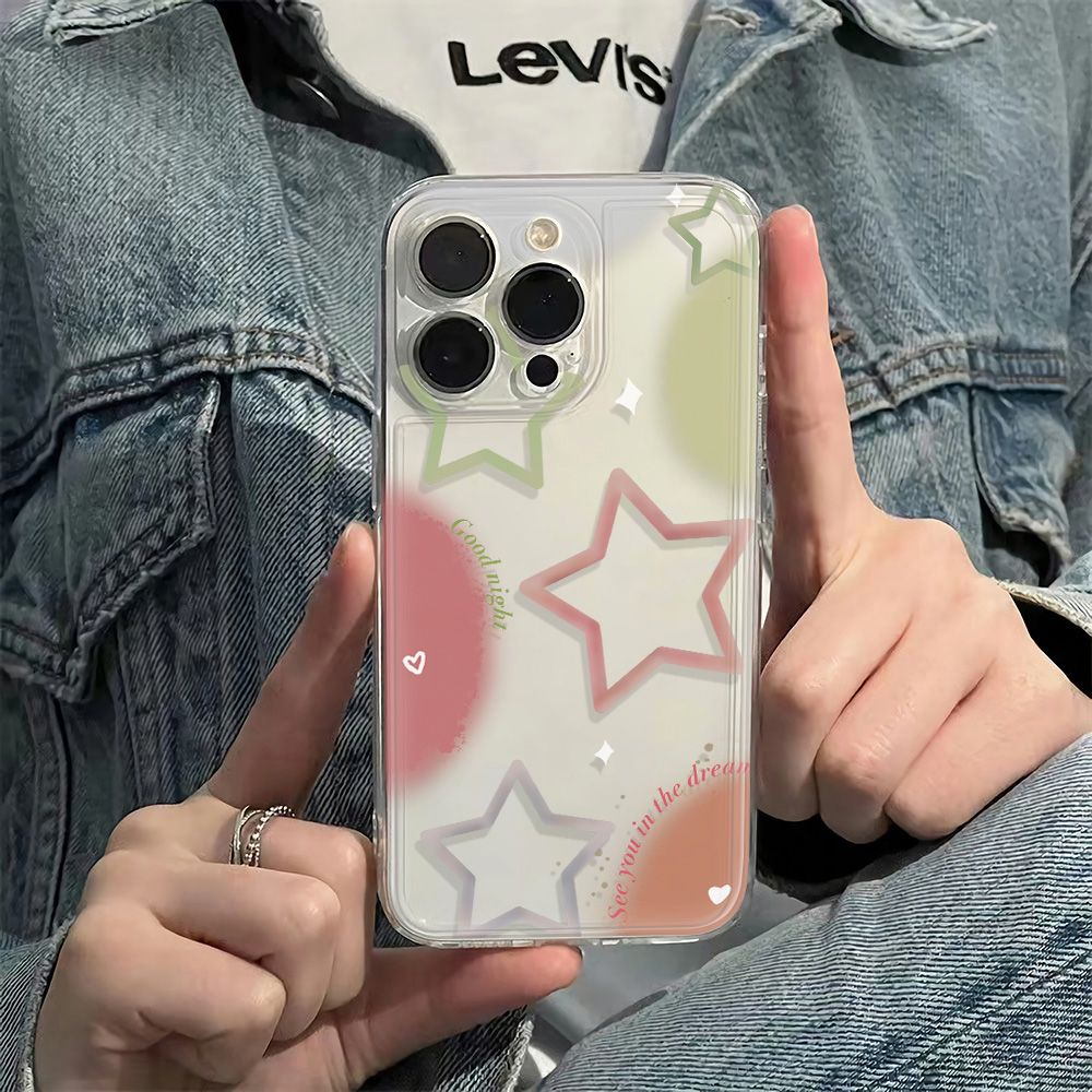 ✅Ốp Điện Thoại Dẻo Họa Tiết Ngôi Sao Năm Cánh Đơn Giản Chống Rơi Cho iPhone12plus 6Inmax14Pro 4W99 1178 13