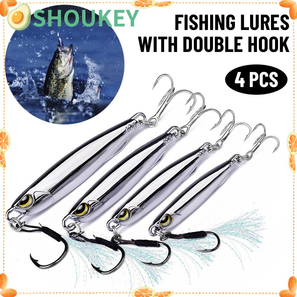 Set 4 Mồi Câu Cá Giả Bằng Kim Loại Mạ Điện 10g 20G SHOUKEY