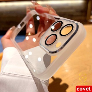 COVET ốp lưng iphone Ốp Điện Thoại Silicon Mềm Trong Suốt Mạ Điện Bảo Vệ Ống Kính Máy Ảnh Cho ốp cho iPhone 11 12 13 14 15 16 Pro Max Plus