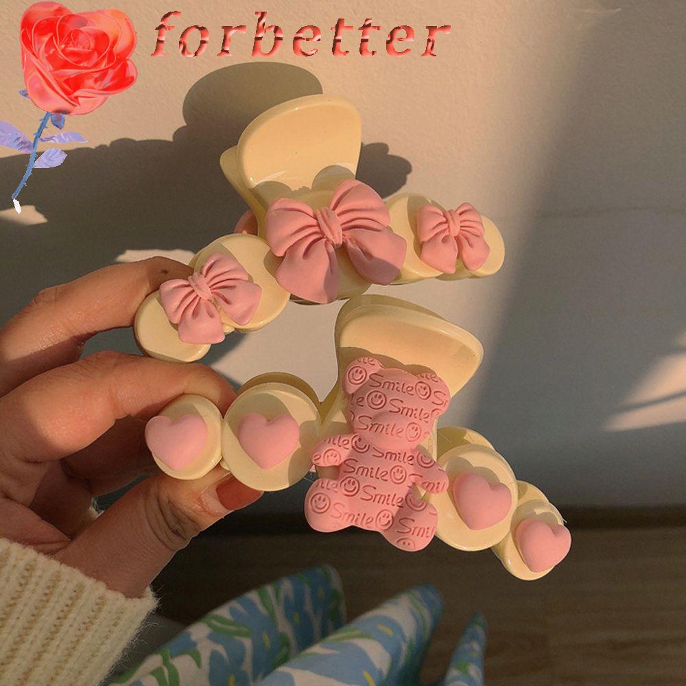 Kẹp Tóc Càng Cua Đính Nơ Họa Tiết Trái Tim Màu Hồng Ngọt Ngào Kiểu Pháp Cho Nữ