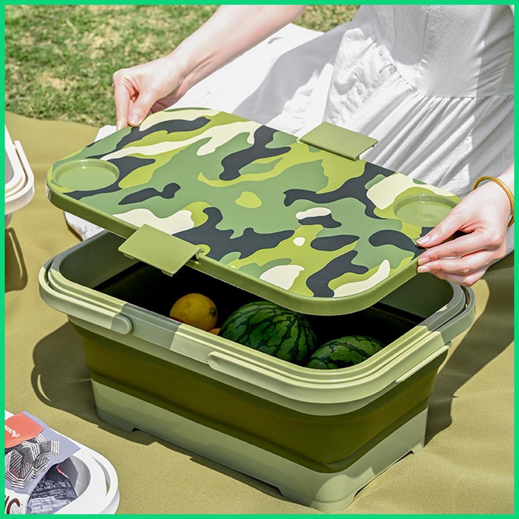 Giỏ Đựng Đồ Có Nắp Chống Rò Rỉ Có Thể Gấp Gọn Tiện Dụng Khi Đi Dã Ngoại