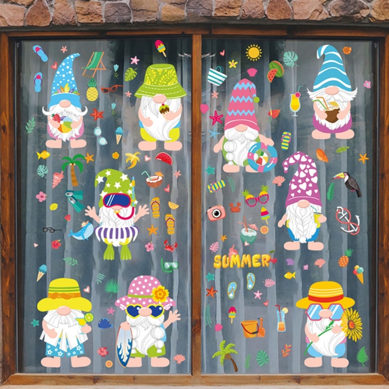 Whi Set 9 Tấm Đề Can Dán Cửa Sổ Tĩnh Điện Trang Trí Tiệc Mùa Hè Họa Tiết Chanh Dưa Hấu Mùa Hè