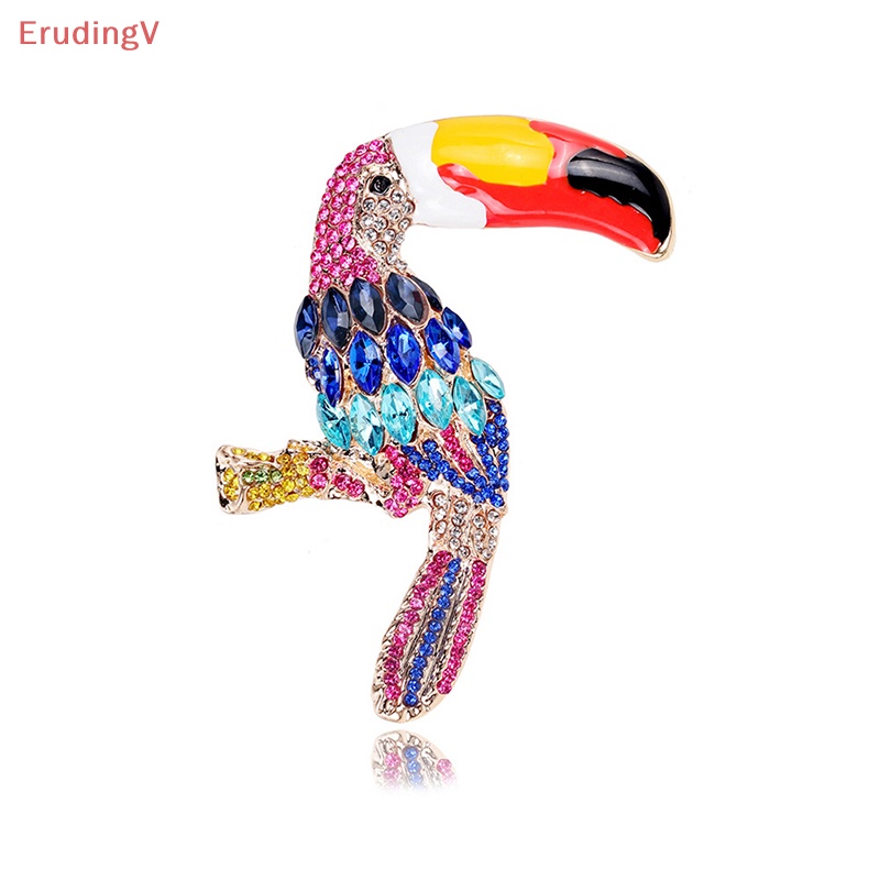 Ghim Cài Áo Hình Chú Vẹt Miệng To Đính Đá Tráng Men Sáng Bóng Thời Trang Cho Nữ