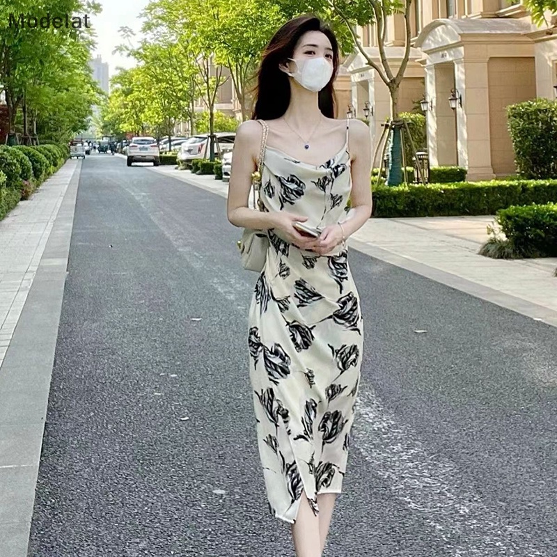 Mfc Đầm Midi Hai Dây Mỏng Mùa Hè Thanh Lịch Cho Nữ WTD