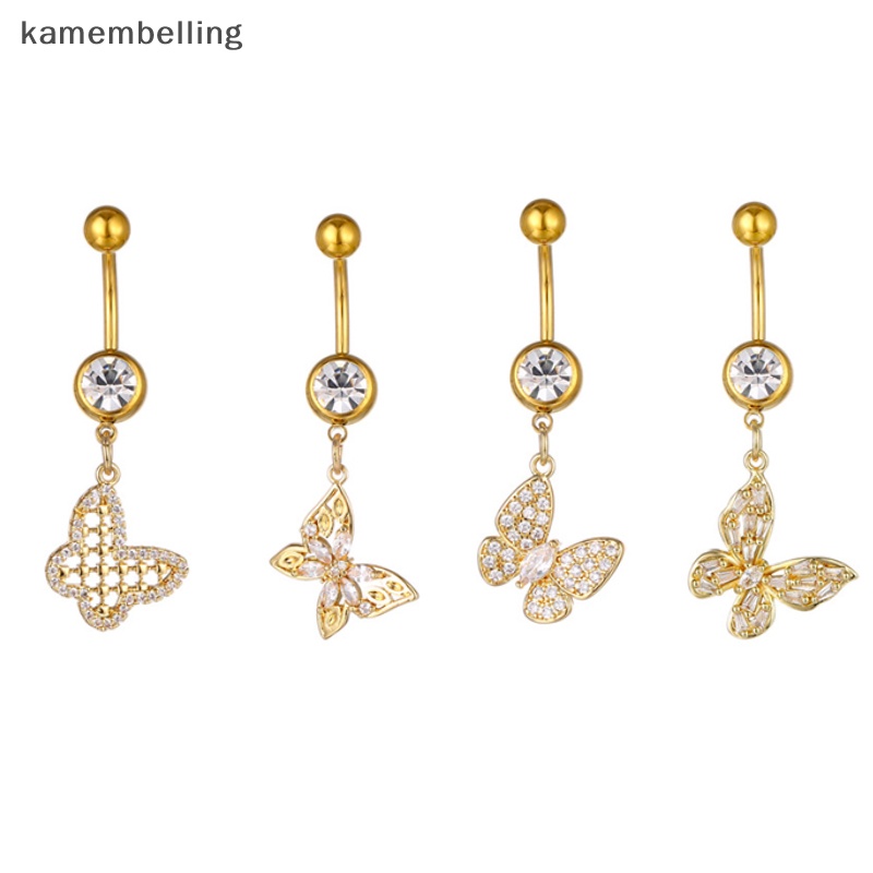 Khuyên Rốn Hình Bướm Bằng Đồng Đính Đá Zircon Thời Trang