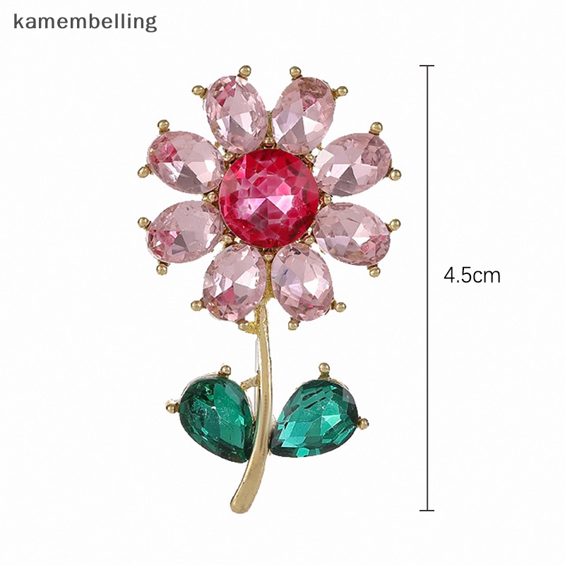 Ghim Cài Áo Hình Hoa Hướng Dương Đính Đá Zircon Màu Hồng Dễ Thương