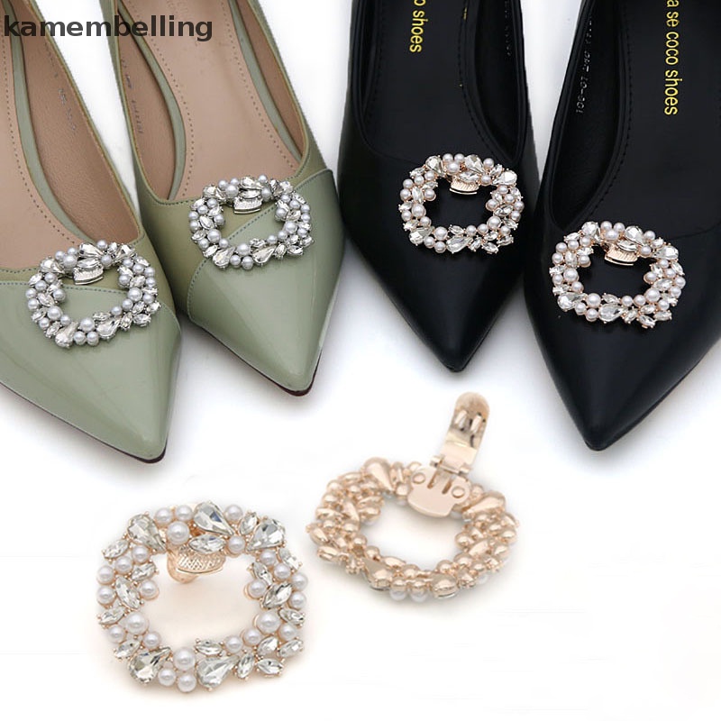 Kẹp Khóa Vuông Đính Đá Lấp Lánh Trang Trí Giày Cao Gót Cho Cô Dâu