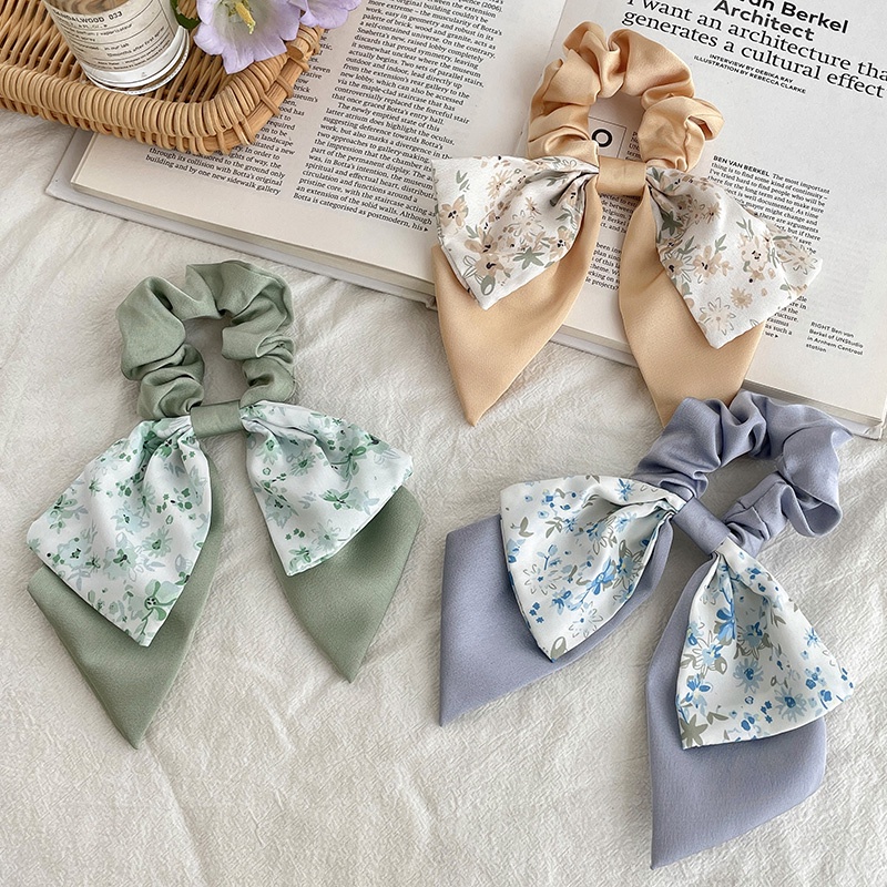 Dây Cột Tóc Bản Lớn In Họa Tiết Hoa Thời Trang Xinh Xắn Cho Nữ