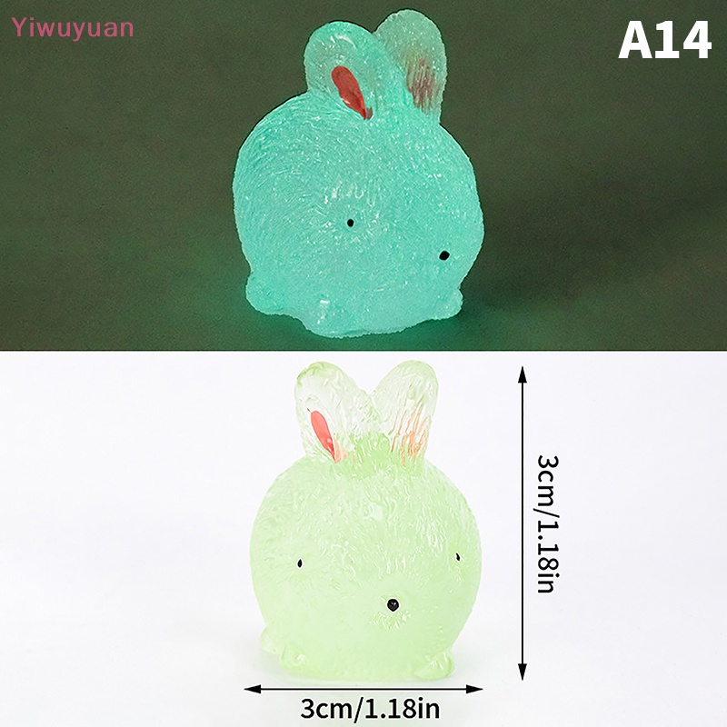 Bộ 2 Đồ trang trí Thỏ Mini Bằng Nhựa Resin Phát Quang Trang Trí Tiểu Cảnh Mới
