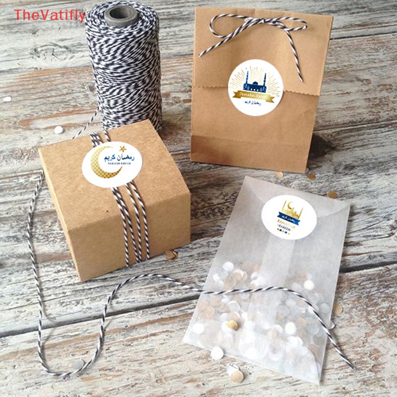 Bộ 90 Miếng Dán Hình Tròn In Chữ Eid Mubarak Độc Đáo Dùng Trang Trí Quà Tặng