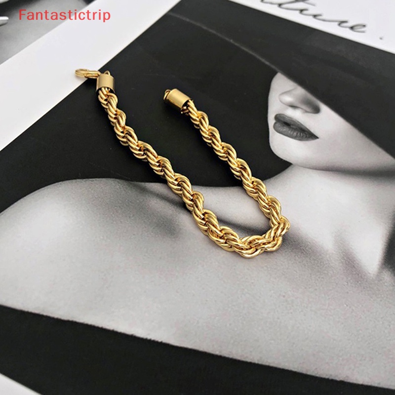 Vòng Tay Dây Xoắn Bằng Thép Không Gỉ Màu Vàng 4MM Phong Cách Hip Hop Punk Thời Trang Cho Nữ