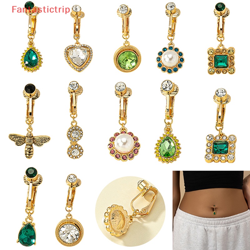 [Fantastictrip] Khuyên Rốn Đính Đá Zircon Giả Kiểu Dáng Quyến Rũ Thời Trang Đi Biển Mùa Hè Mới Dành Cho Nữ