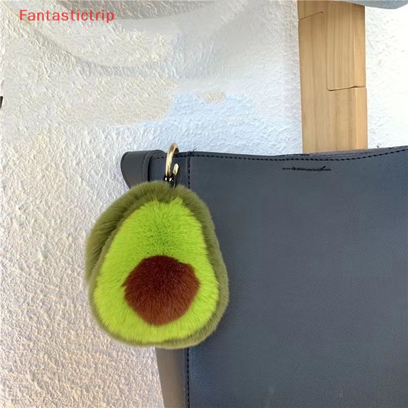 [Fantastictrip] Móc Khóa Lông Thỏ Giả Hình Quả Bơ Phụ Kiện Túi Xách Mới