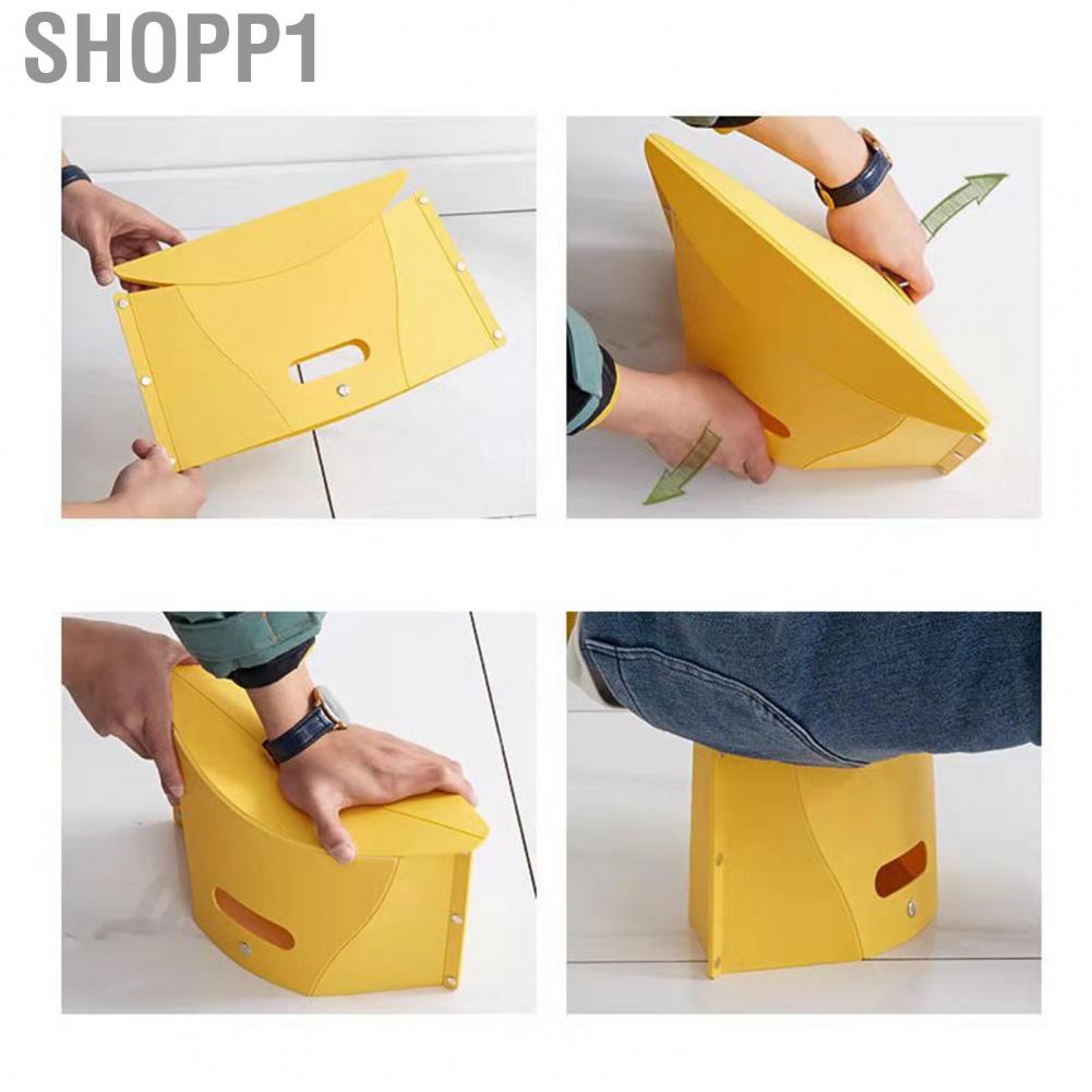 Shopp1 Outdoor Folding Stool Portable Plastic Camping Fishing Low Chair for Travel Train Yellow L