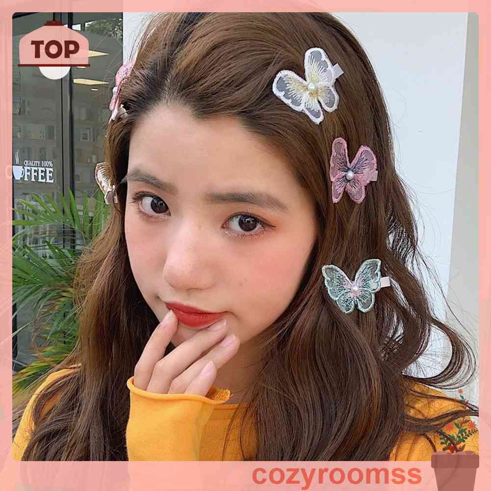 Kẹp Tóc Hình Bướm Đính Ngọc Trai Phong Cách Hàn Quốc Cho Nữ