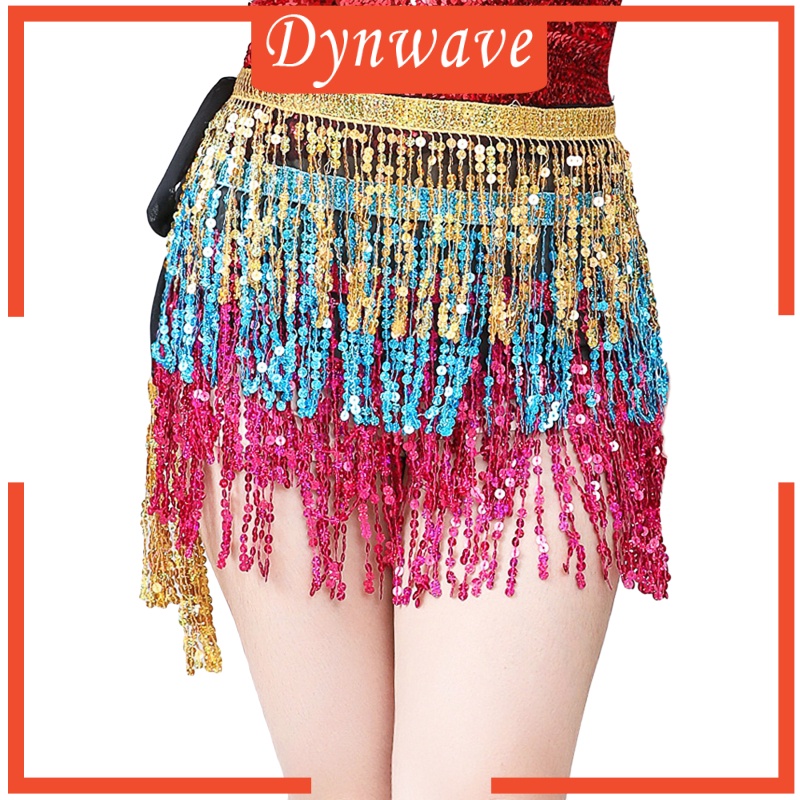 [Dynwave] Chân Váy Dây Xích Tua Rua Đính Kim Sa Dùng Múa Bụng