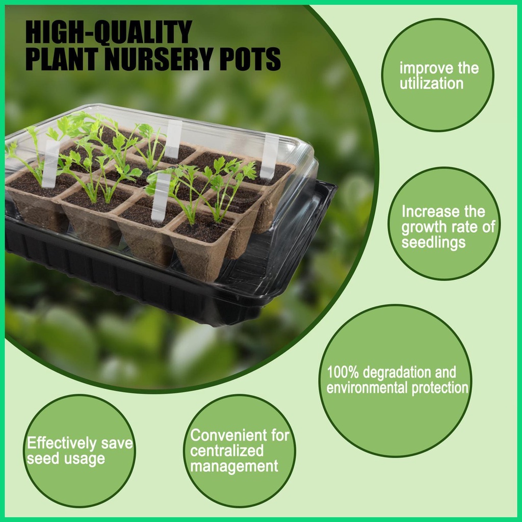 Khay Trồng Cây Mầm 12 Ngăn Mini Kèm Nắp Đậy Cho Nhà Kính jiwvn Jwvn