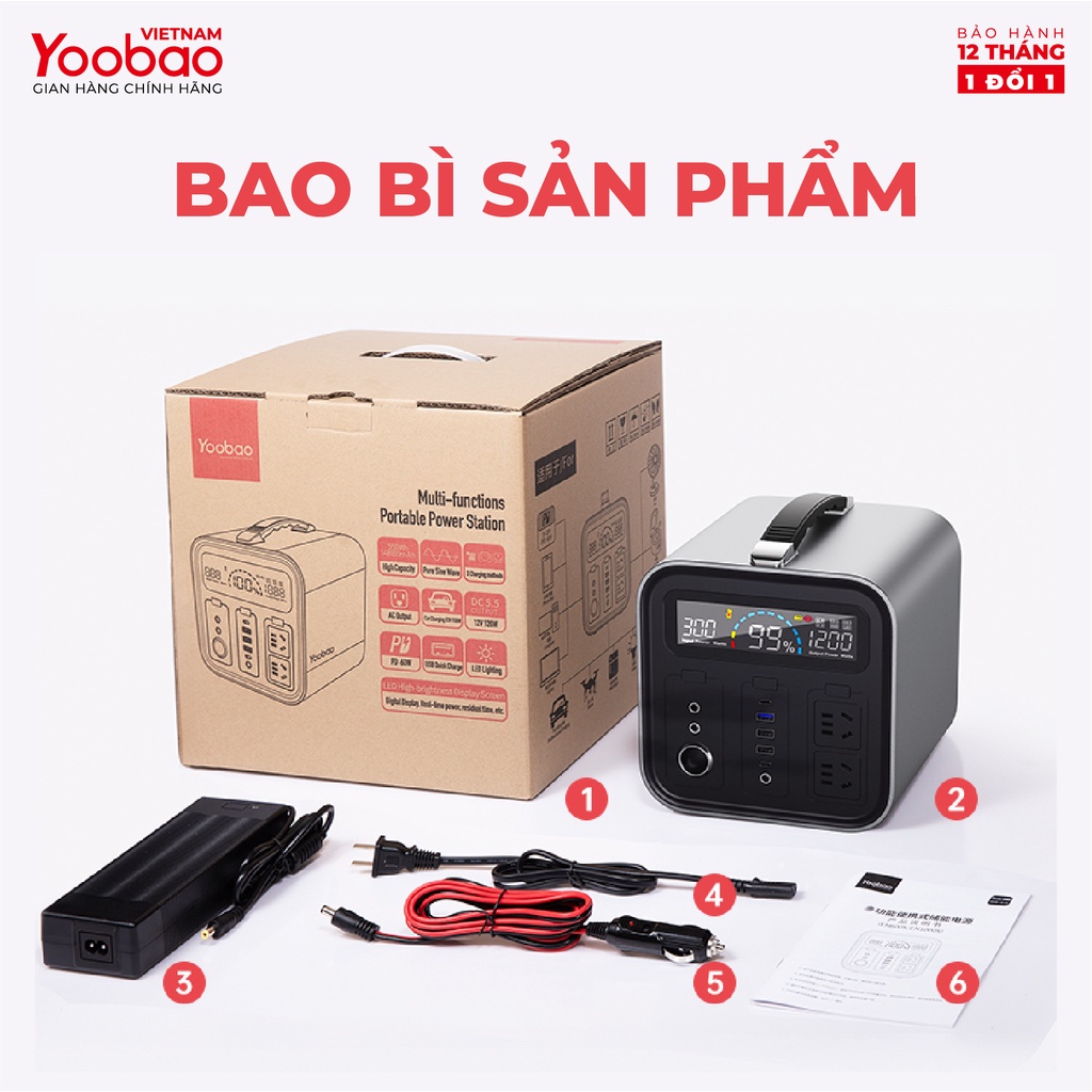 Trạm sạc dự phòng EN600S Dung lượng 135200mAh Sạc nhanh PD60W 220V/600W Màn hình LED Có Tích hợp đèn pin sáng