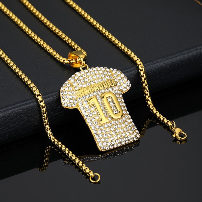 Z Vòng cổ Thép Titan Không Gỉ Mạ Vàng 18K Maradona 10 Phong Cách Hip Hop Thời Trang Cho Nam
