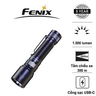  Đèn pin FENIX C6 v3.0 sáng 1500 lumen chiếu xa 300m sạc USB-C pin 18650 2600 mAh đuôi nam châm 