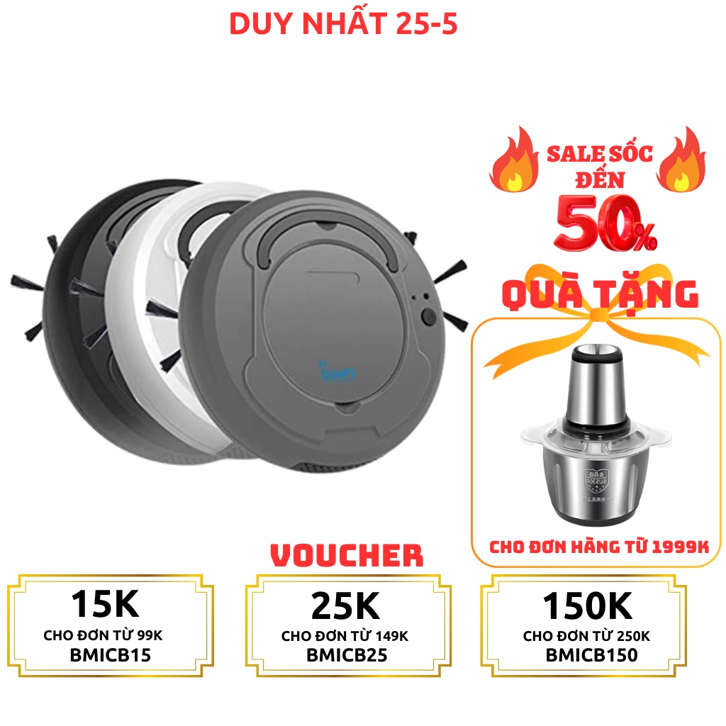 Robot Hút Bụi Lau Nhà Thông Minh Fujika Bowai 2023 Lực Hút Mạnh Làm Sạch Sàn Bụi Mịn, Pin sạc