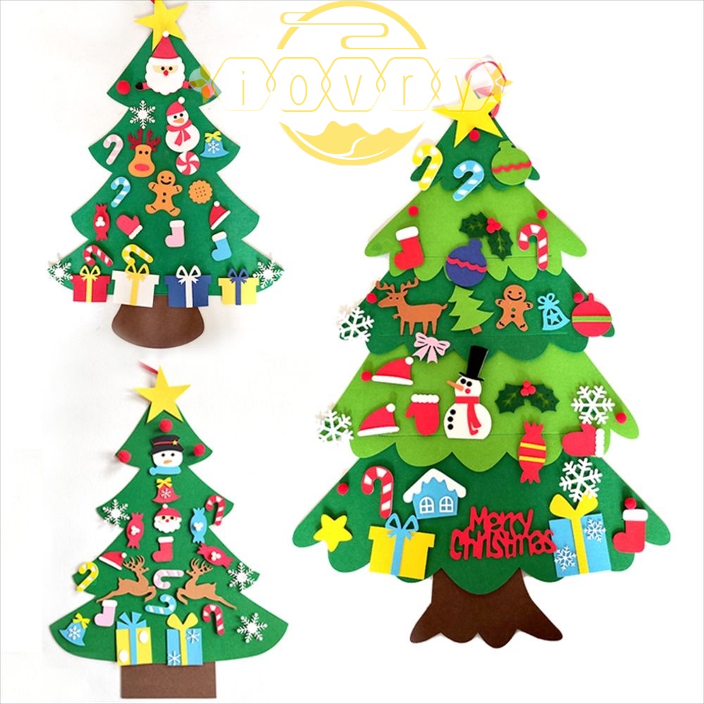 1 Bộ Cây Thông Giáng Sinh Bằng Vải Nỉ Trang Trí DIY Sáng Tạo Cho Trẻ Em