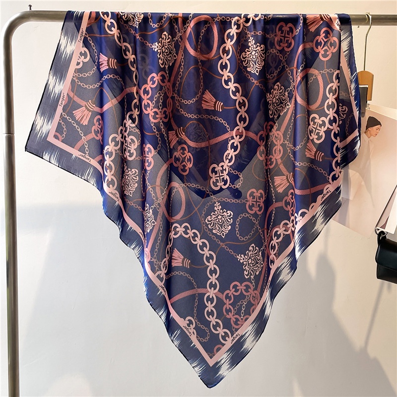 Khăn Choàng Cổ Giả Lụa In Họa Tiết Thời Trang Thu Đông 90 * 90CM