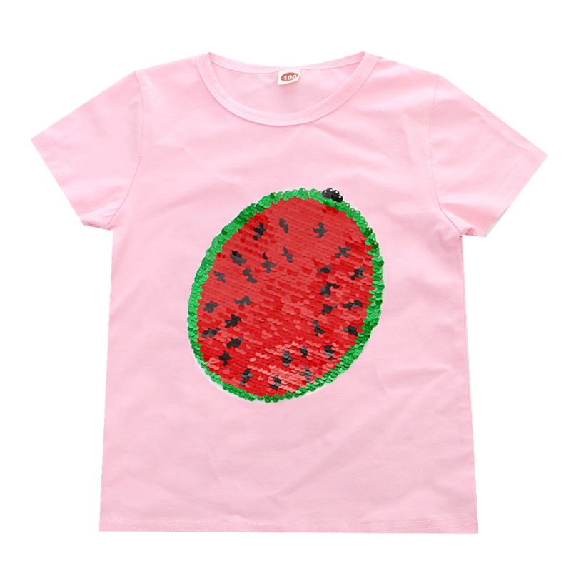 Áo Thun Cotton Tay Ngắn Thay Đổi Màu Sắc Dành Cho Bé Gái 1-8 Tuổi