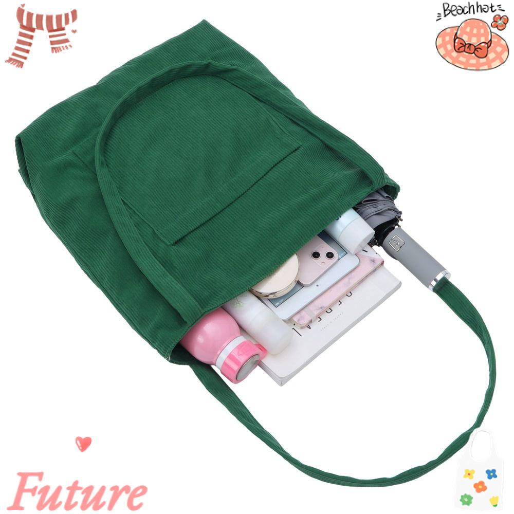 Túi Tote Vải Nhung Kẻ Sức Chứa Lớn Thời Trang Cho Nữ