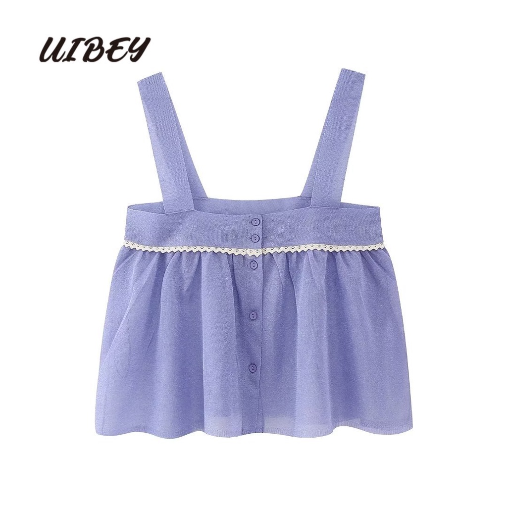 Uibey Bán Sỉ Áo Vest Dệt Kim Chắp Vá Ren 3595