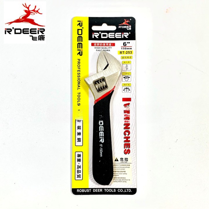 Mỏ lết tay bọc nhựa 6" 150mm [HÀNG CHÍNH HÃNG] R'DEER cao cấp