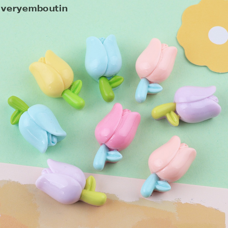 Bộ 10 Cái Ghim Cài Áo Hình Hoa Tulip Chất Liệu Resin Dễ Thương DIY