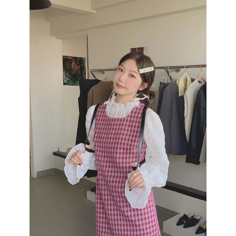 Bộ Áo Tay Dài + Chân Váy Họa Tiết Kẻ Ô Phong Cách Mới 2023