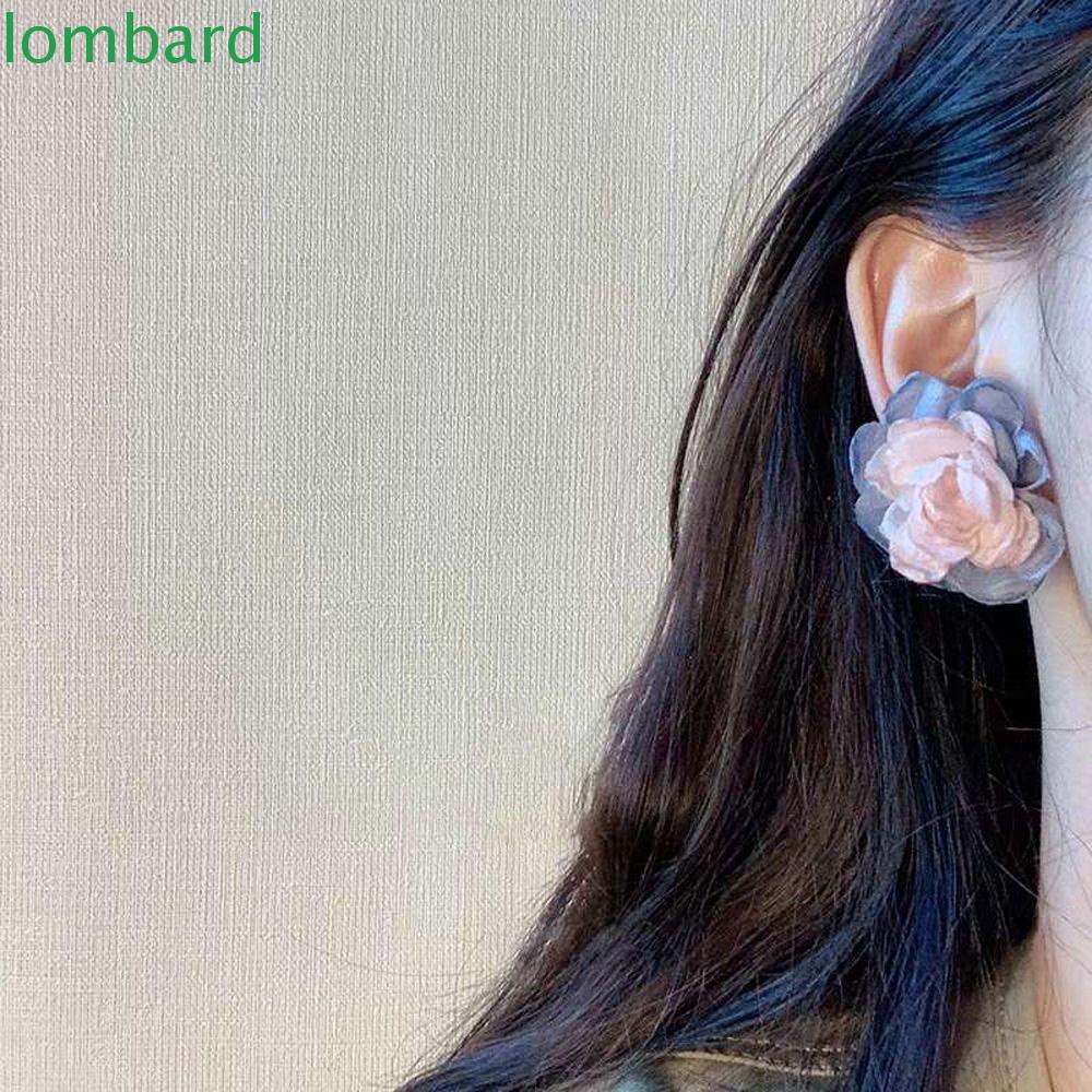 Bông Tai Hình Hoa Bằng Vải Màu Sắc Tương Phản Phong Cách Hàn Quốc Thời Trang Cho Nữ