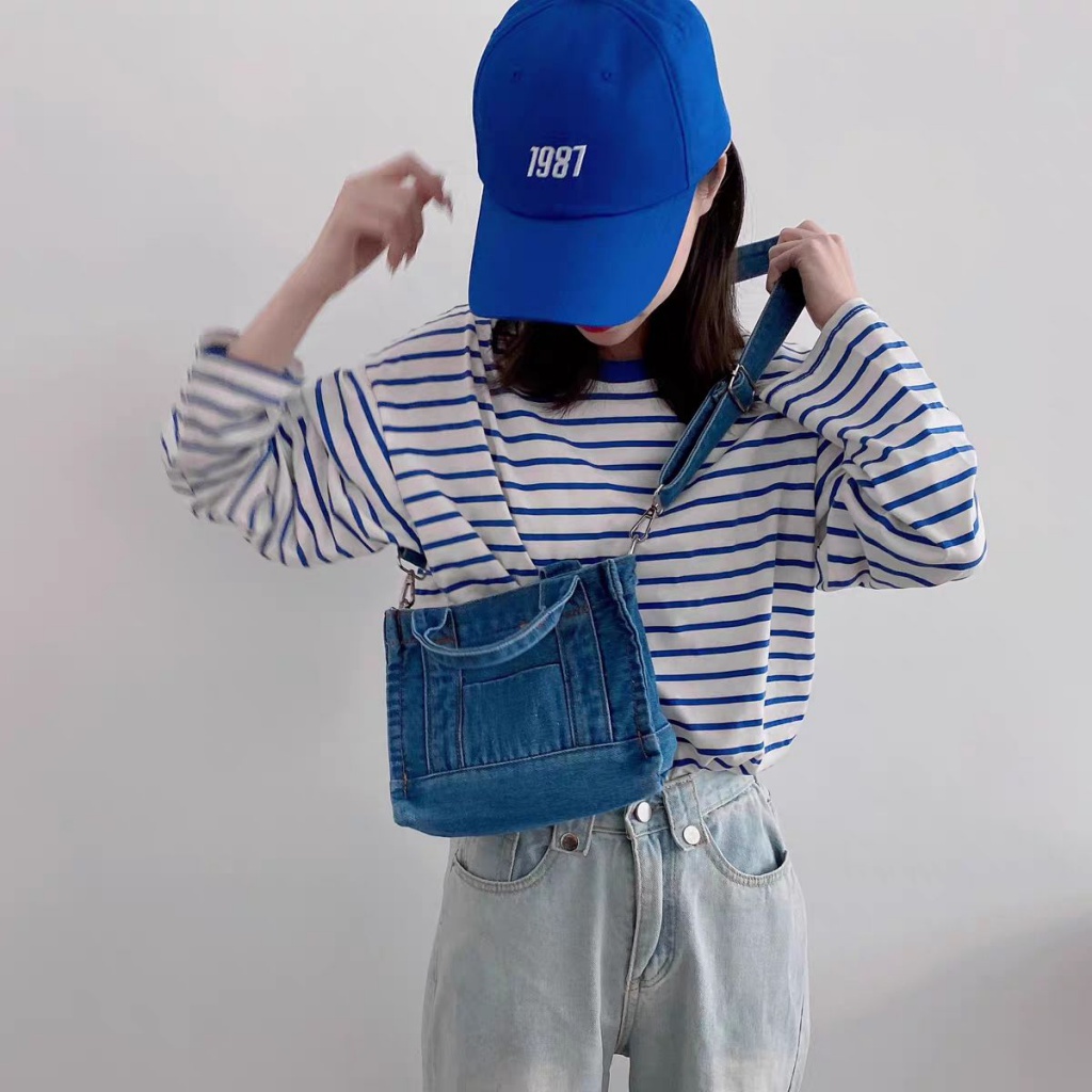 Túi Đeo Vai Mùa Hè 2023 Bằng Vải denim Phong Cách Nhật Bản Cho Nữ